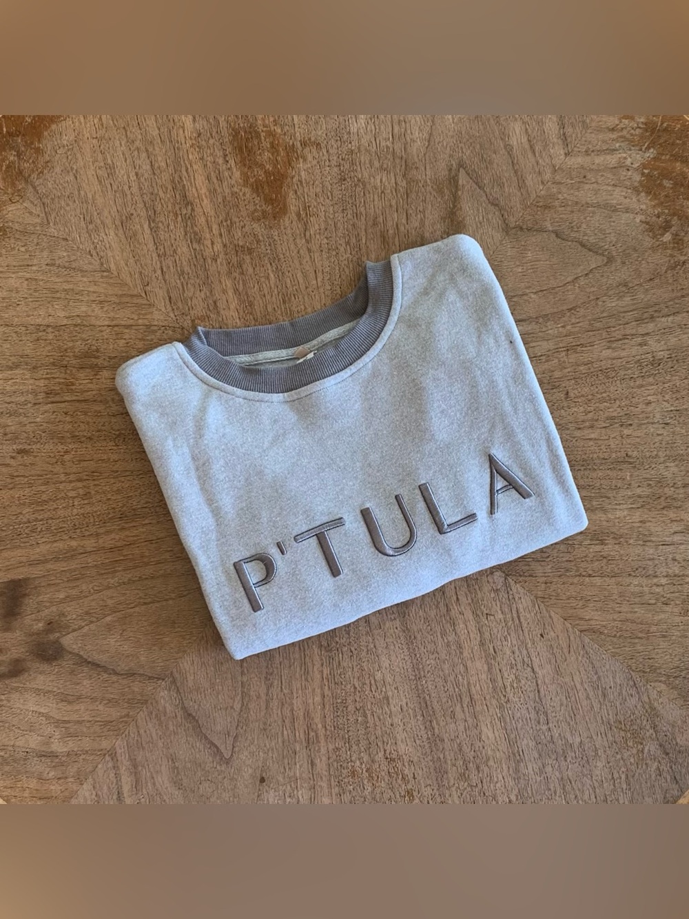 P’tula Grey Light Fleece Crop Crew Sweatshirt